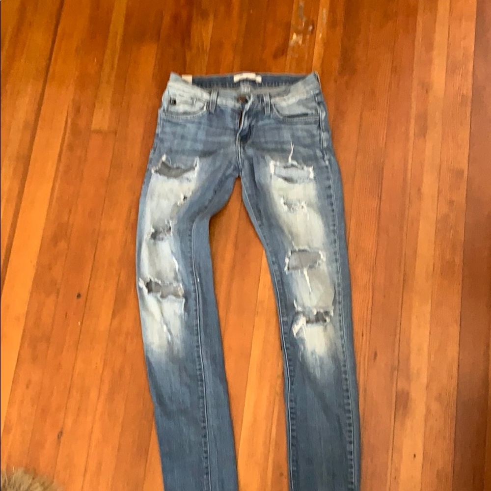 Distressed light kancan jeans size 25 made in USA